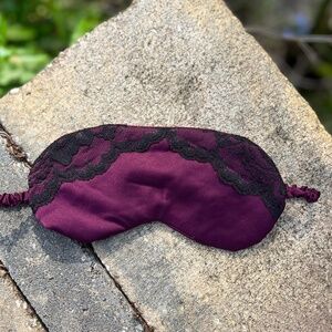 Handmade Sleep satin mask with lace burgundy